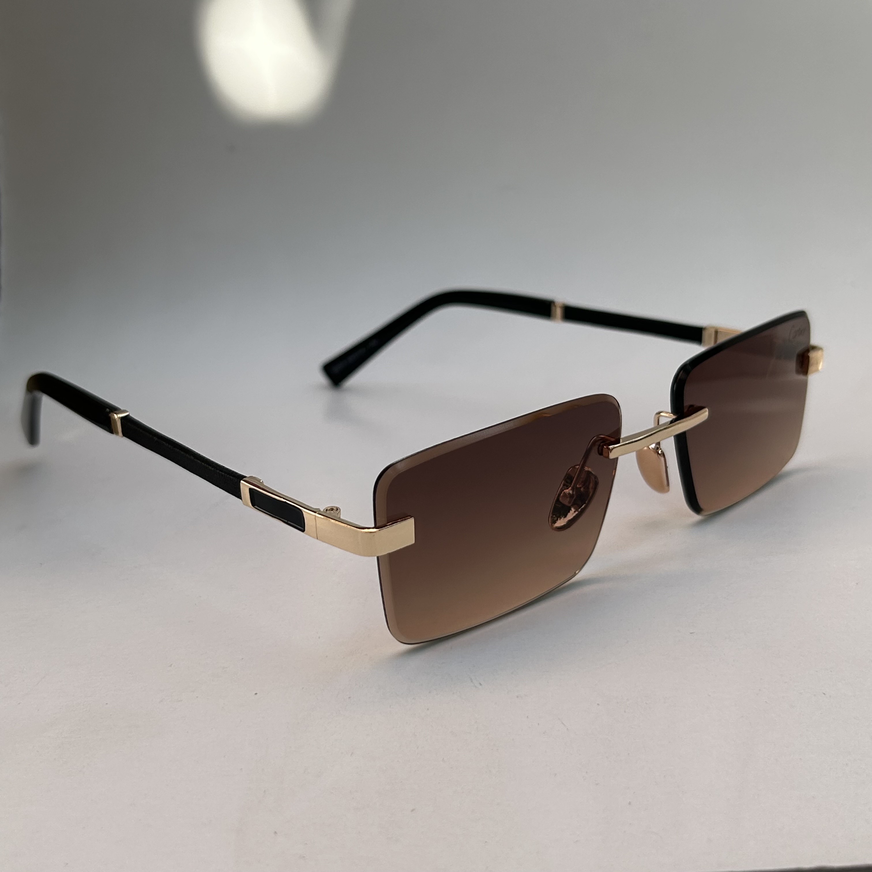 Rimless Sunglasses For Men Rectangle Vintage